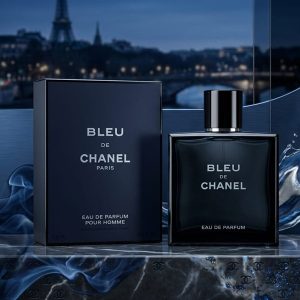 Chanel Dark Blue Perfume Bottle With Matching Dark Blue Box Packaging